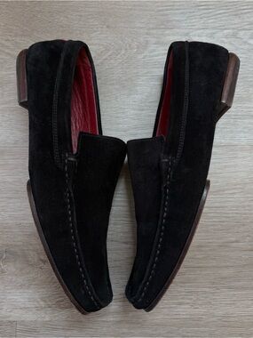 Burberry Handmade Leather Suede Black Loafers Nova Check Womens Sz EU 38.5 US 8